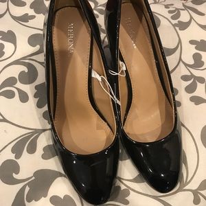 Merona black wedge heel never worn size 7.5!